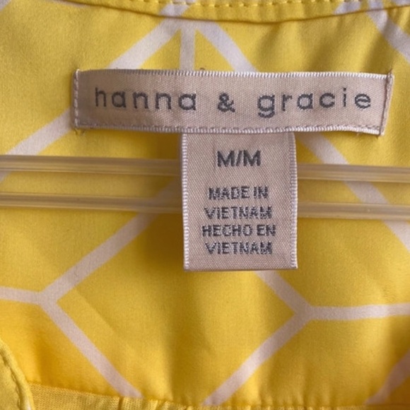 💥Hanna & Gracie Women Sleeveless Patterned Yellow & WhiteTop M - Picture 8 of 10